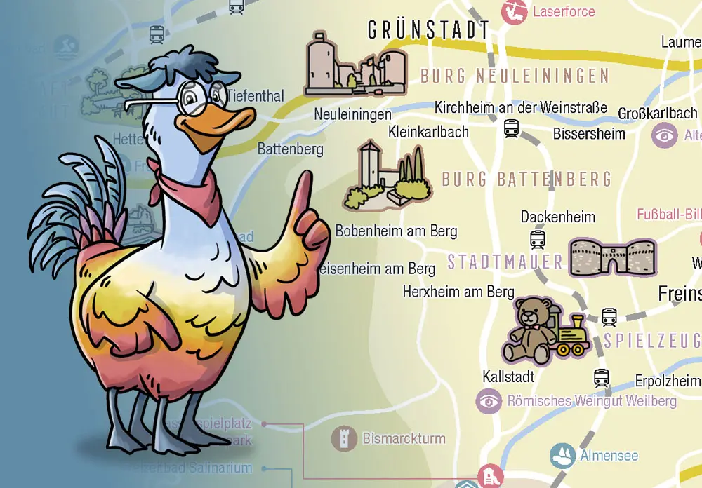 Die Pfalz Freizeitkarte Übersichtskarte mit Ausflugszielen